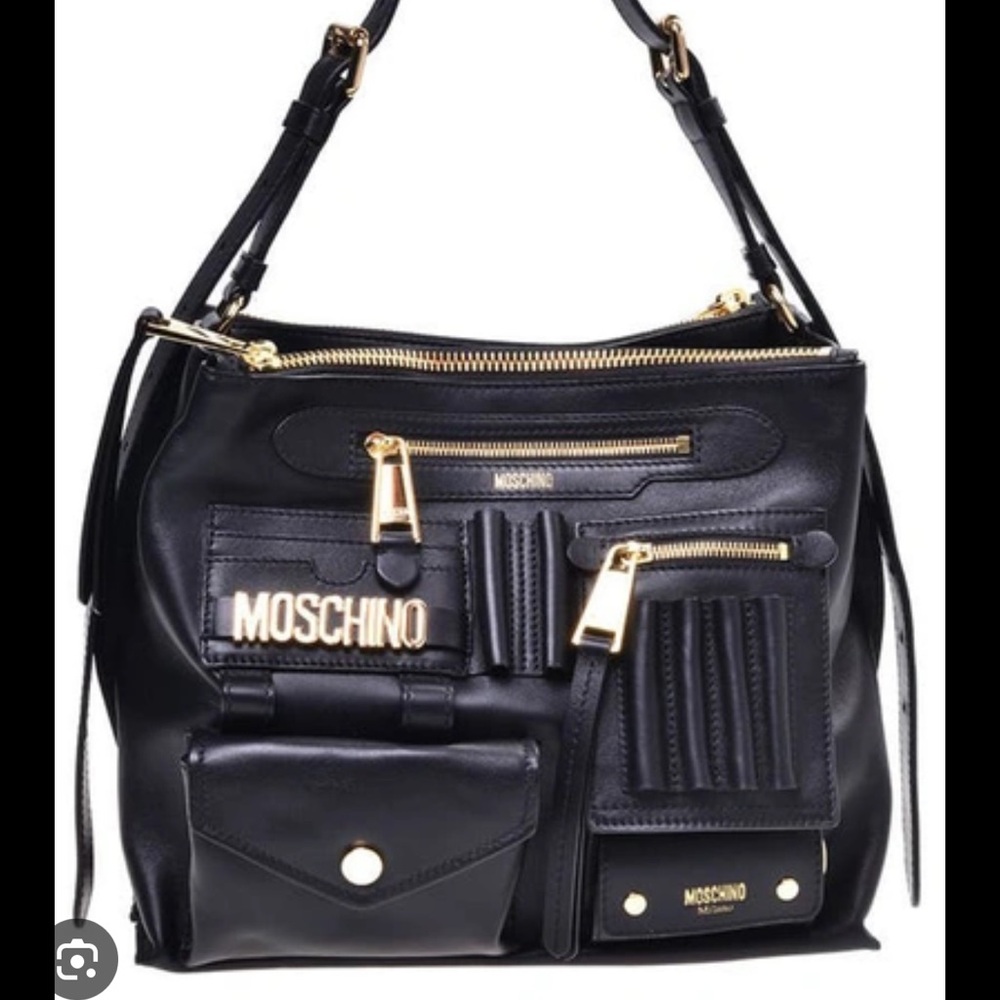 Moschino Black and Gold Shoulder Bag